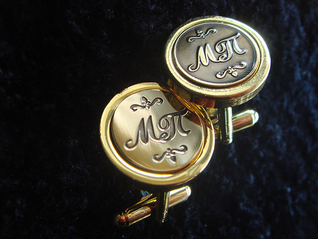 Gold plated cufflinks with initials