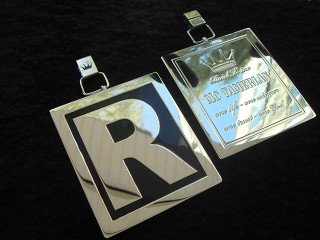 metal pendant, pendant "R"