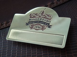 metal badges "BONDARENKO"