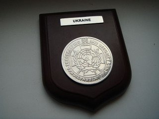 медалі на дерев'яному щиті "security"