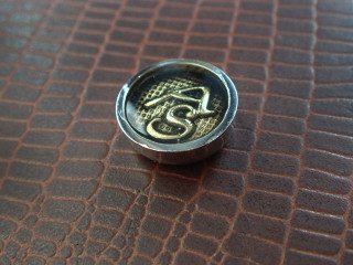 stamped overlay - Schild for a billiard cue